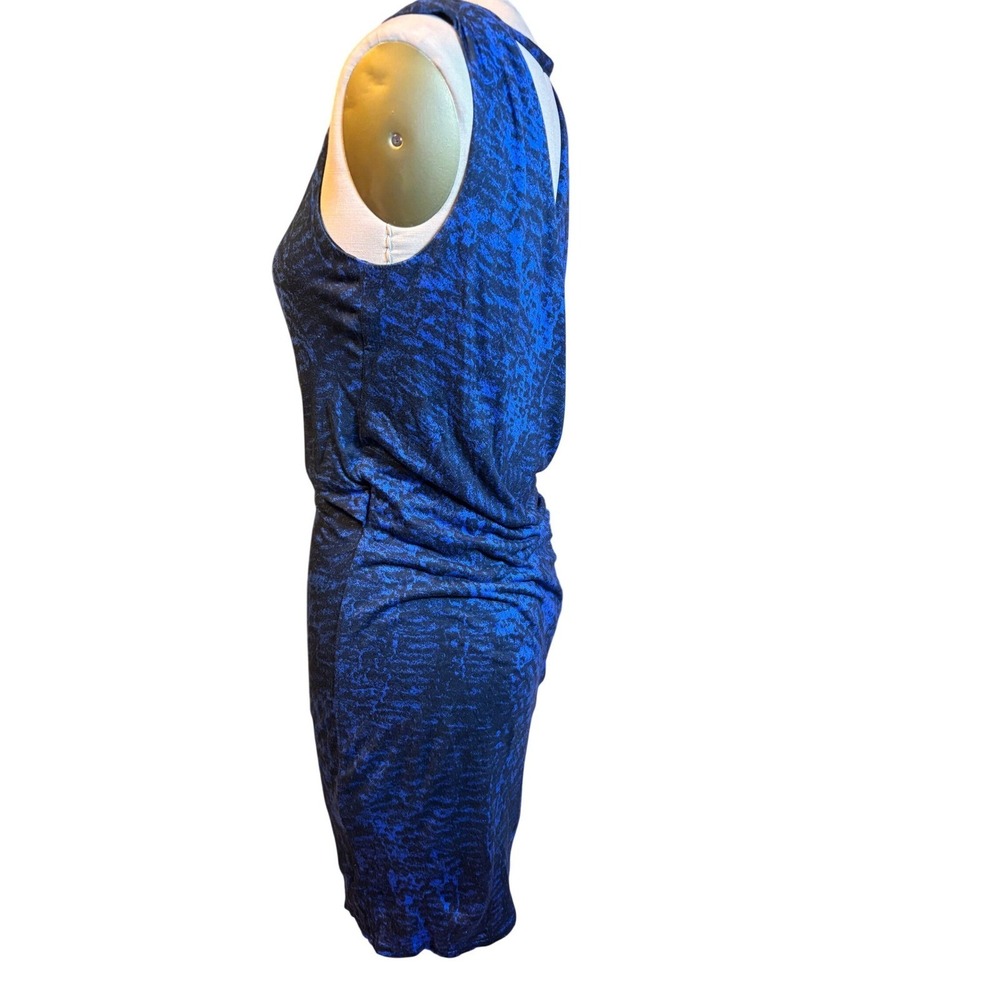 Draped Open Back Ruched Helmut Lang Sheath Dress 4 Blue Black - Picture 5 of 7